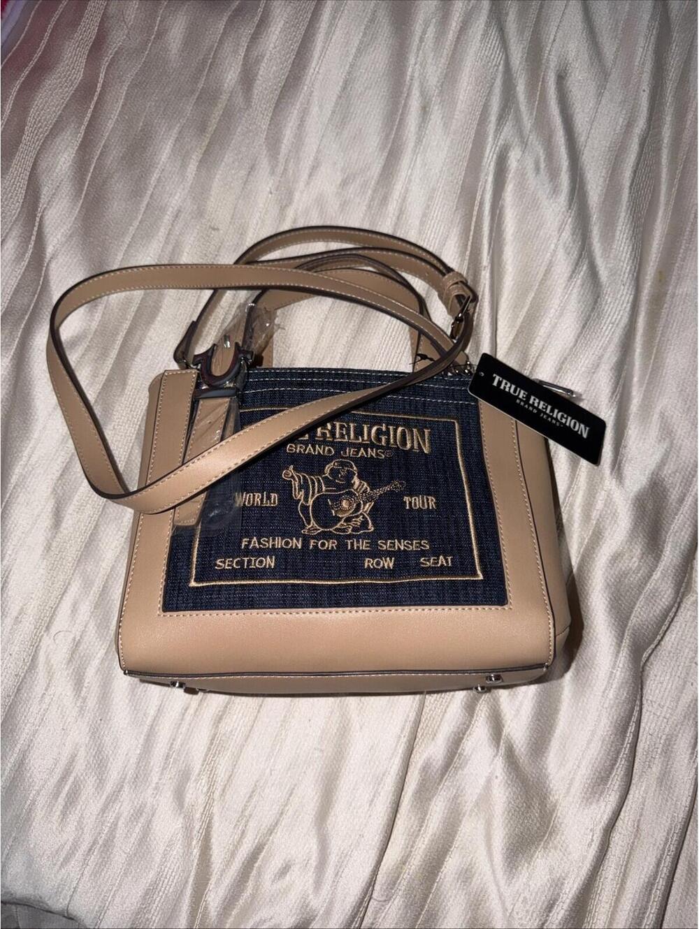 NWT True Religion Arvin Budddha Crossbody Dark Denim Tote